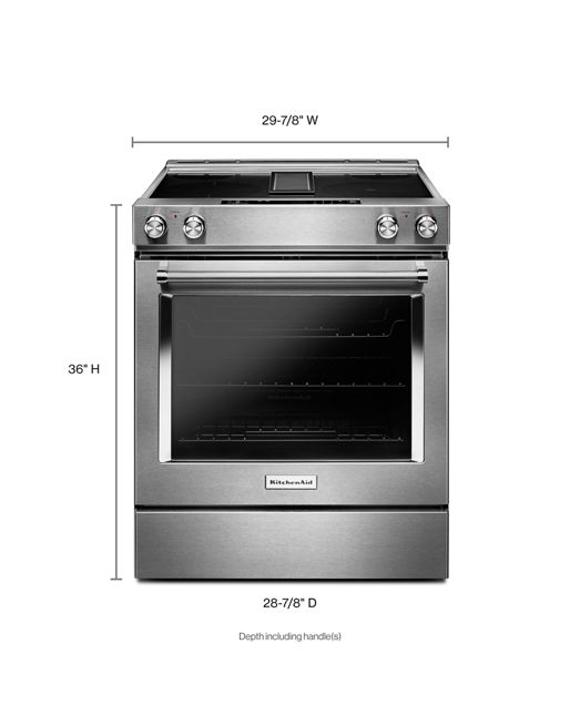 KitchenAid 6.4 cu. ft. Downdraft Slide-In Electric Range with Self-Cleaning Convection Oven in Stainless Steel 3