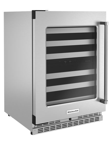 KitchenAid 24 in. Dual Zone 46-Bottle Built-In Undercounter Wine Cooler in Stainless Steel 1